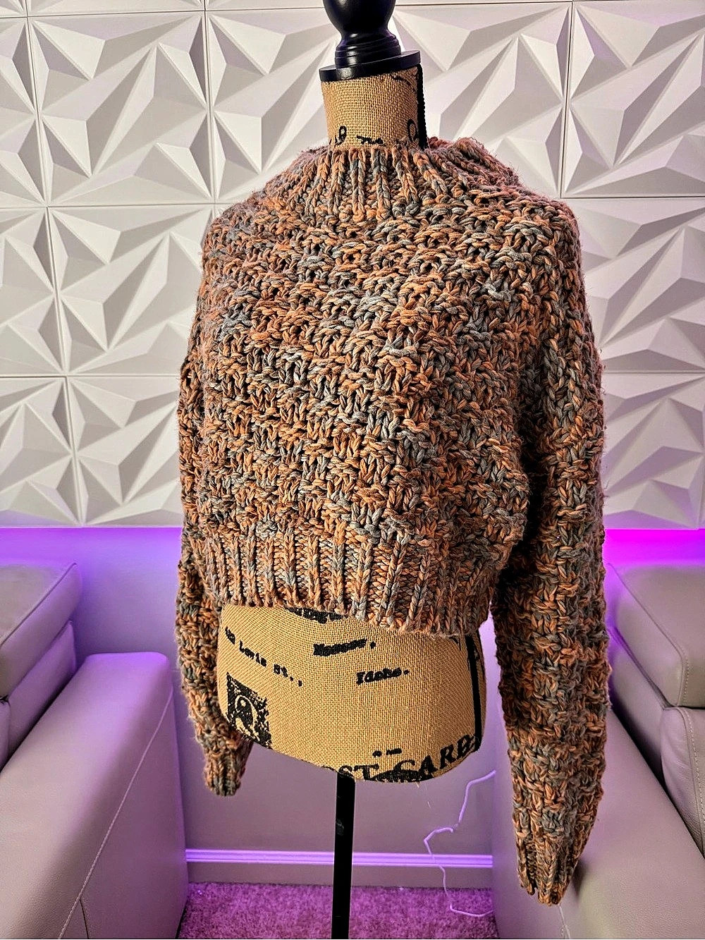 Altar’d State Chunky Knit Cropped Sweater Multicolor | XL